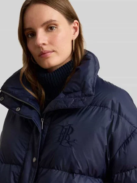 Płaszcz pikowany o kroju regular fit ze ściągaczem w talii model WOVEN-PUFFER-COAT' Lauren Ralph Lauren granatowy