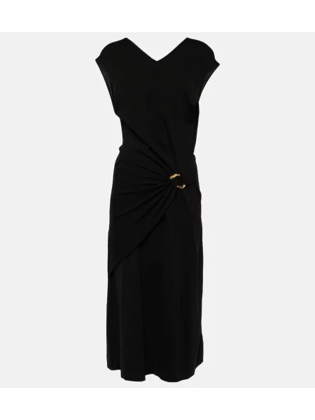 Rochie midi Jil Sander de lână până la genunchi de costum negru