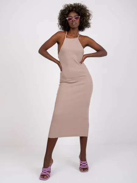 Rochie tip cămașă Fashionhunters de costum bej