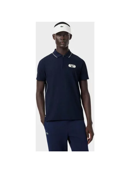 Koszulka polo Lacoste Ultra Dry Badge Accent z krótkim rękawem granatowy S niebieska