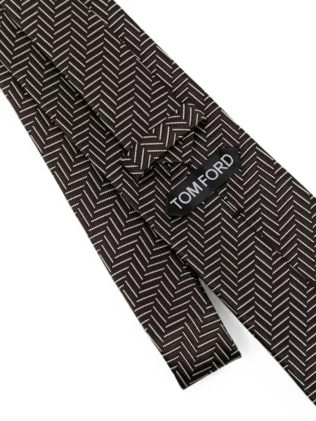 Cravată Tom Ford de mătase cu model herringbone maro