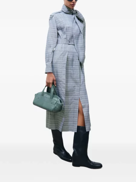 Жакардова рокля тип риза Tory Burch връзки сиво