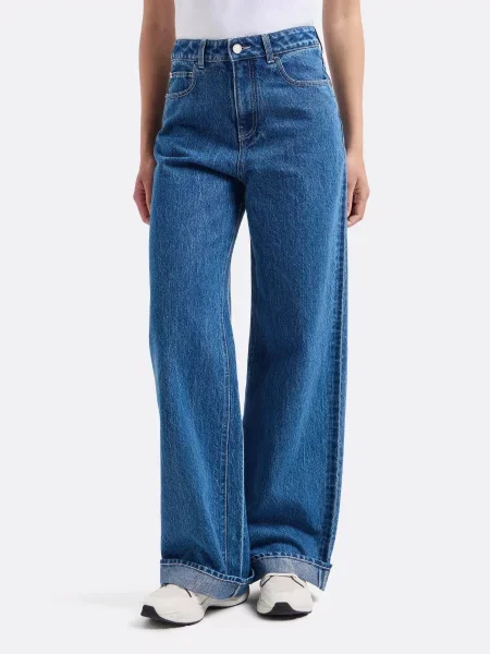 Широкі джинси Emporio Armani бавовна/віскоза блакитний