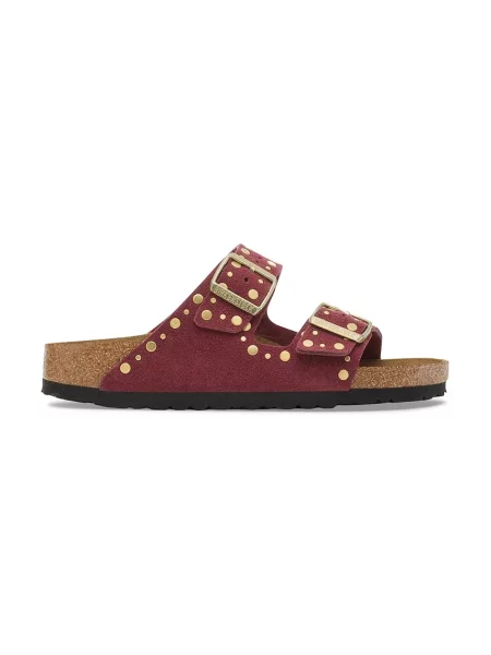 Велурени чехли Birkenstock Arizona Rivet червено