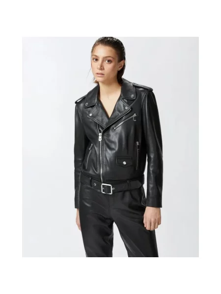 Kurtka skórzana Pinko biker czarna