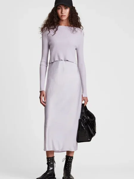 AllSaints Rochie si pulover maxi model drept negru