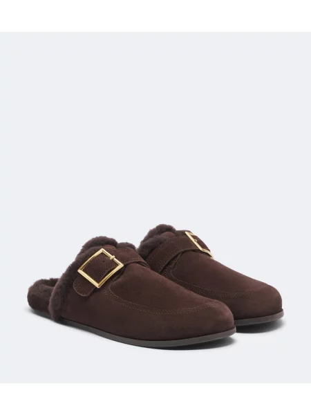 Papuci tip mules Jimmy Choo din piele de căprioară maro