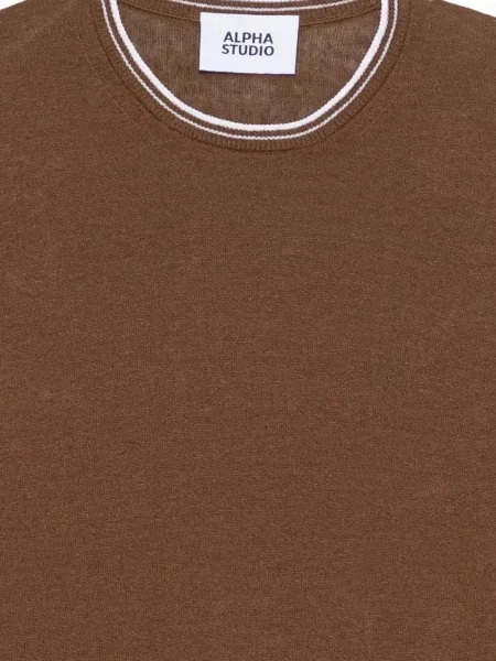 Пуловер Alpha Studio на райета кафяво