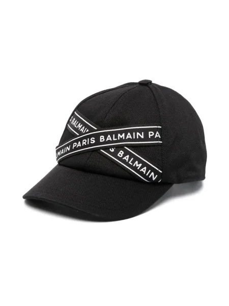 Czapka z daszkiem dziecięca Balmain czarna