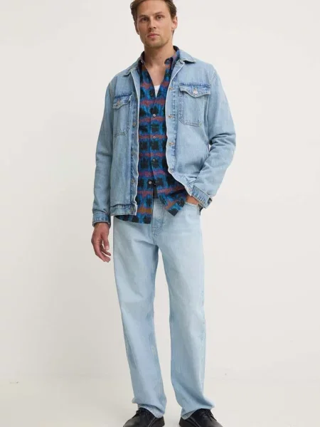 Košile PS Paul Smith tmavomodrá relaxed s klasickým límcem