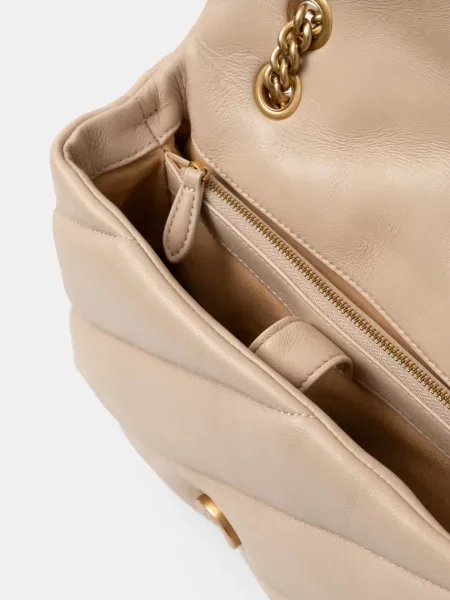 Pinko чанта crossbody дамска от кожа бежово