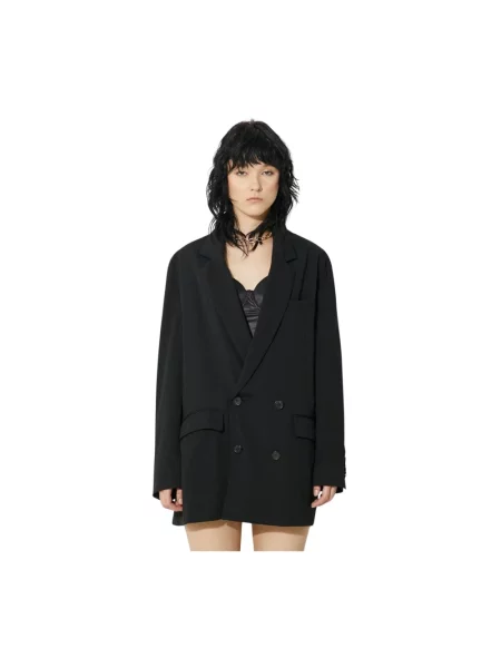 Undercover marynarka Jacket dwurzędowa gładka czarny