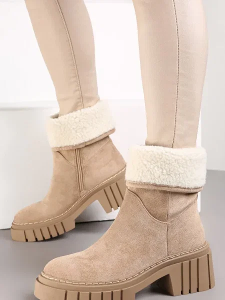 Cizme deschis cu talpă groasă Lymall bej