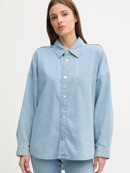 Calvin Klein Jeans koszula jeansowa relaxed z kołnierzykiem klasycznym niebieski