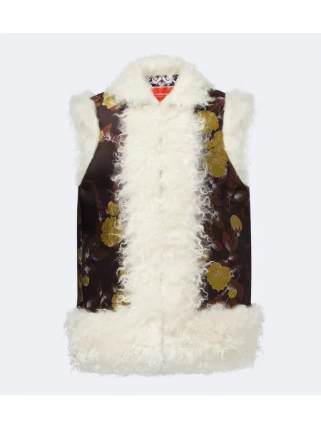 Vestă La Doublej cu model floral din jacard maro