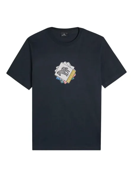 Тениска Ps Paul Smith с принт с принт зебра синьо