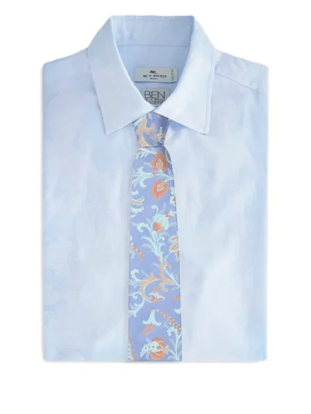 Cravată Etro cu model floral din jacard albastru
