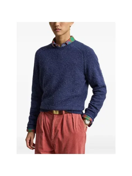 Sweter Polo Ralph Lauren z kaszmiru z łatami niebieski
