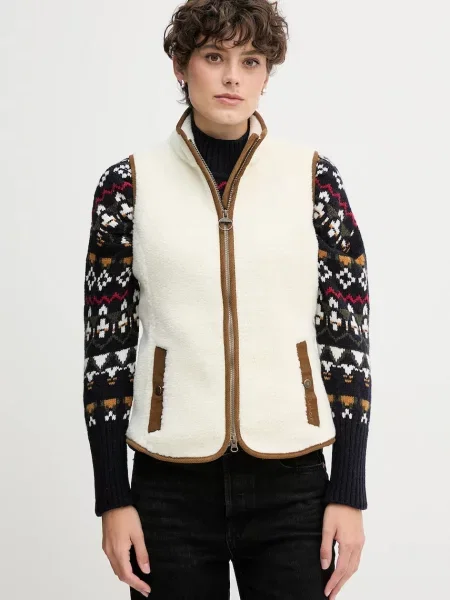 Barbour vestă de fleece BURFORD uni bej