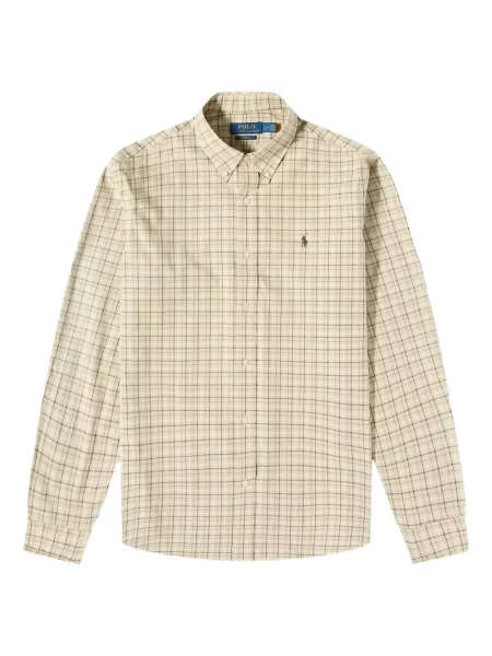 Mănuși Polo Ralph Lauren cu broderie tricotate în carouri albastru