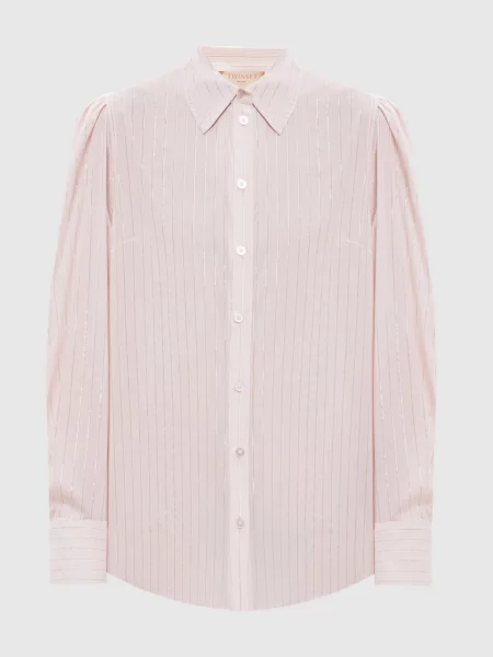 Сорочка в смужку з люрексом Twinset рожева