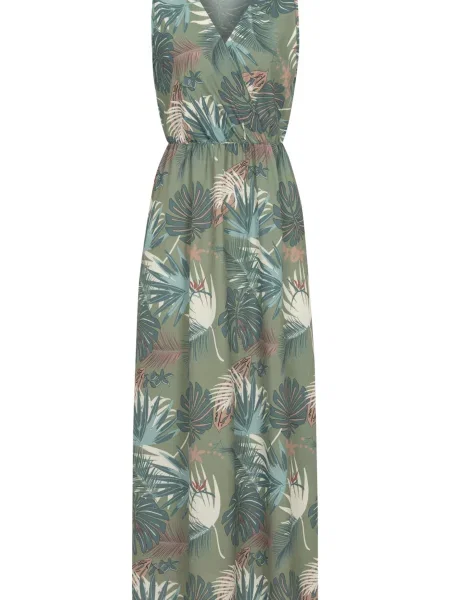 Rochie de vară deschis / castaniu / verde petrol / verde jad albastru