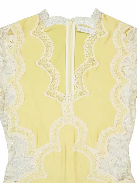 Lung rochie maxi Rabanne din dantelă galben