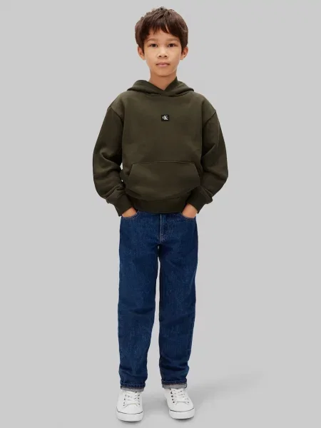 Суичър с качулка Calvin Klein Jeans кафяво