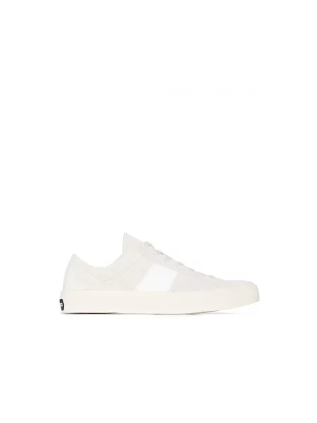 Sneakersy Tom Ford zamszowe z logo białe