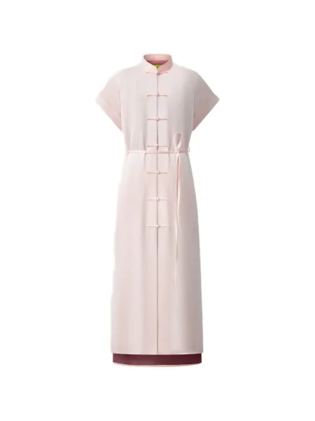 Rochie Shanghai Tang de mătase de costum roz