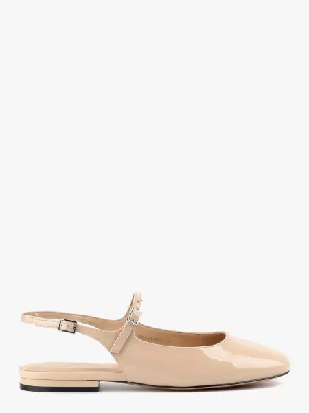 Кожаные лаковые сабо Leberdes бежевые