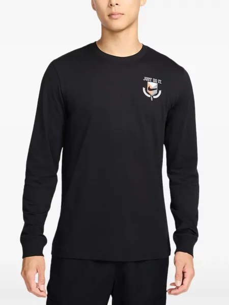 Lung tricou Nike cu buline din fleece negru