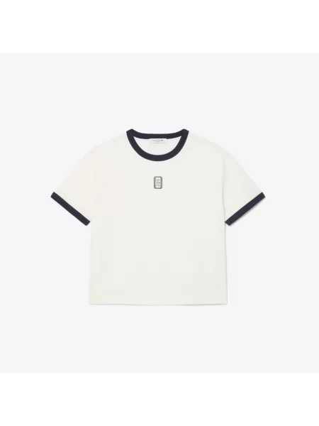 Lacoste Koszulka Z Jerseyu Z Haftowaną Naszywką biała