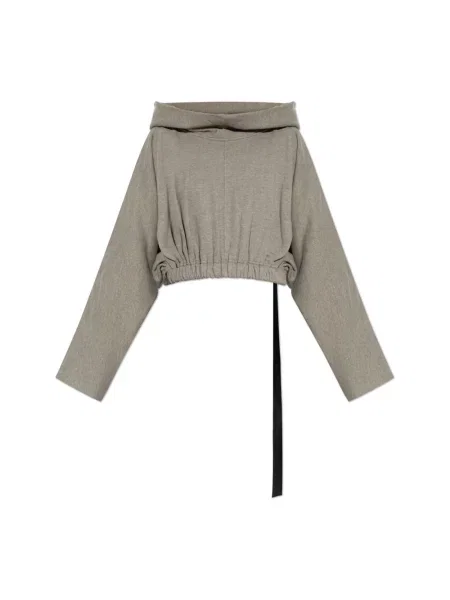 Krótka bluza z kapturem Rick Owens z kapturem szara
