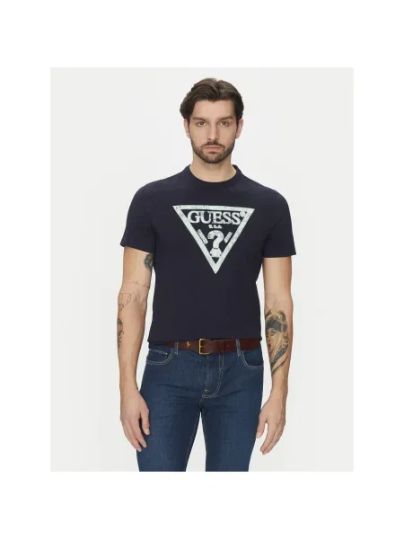 Guess Póló Classic Fit sötétkék