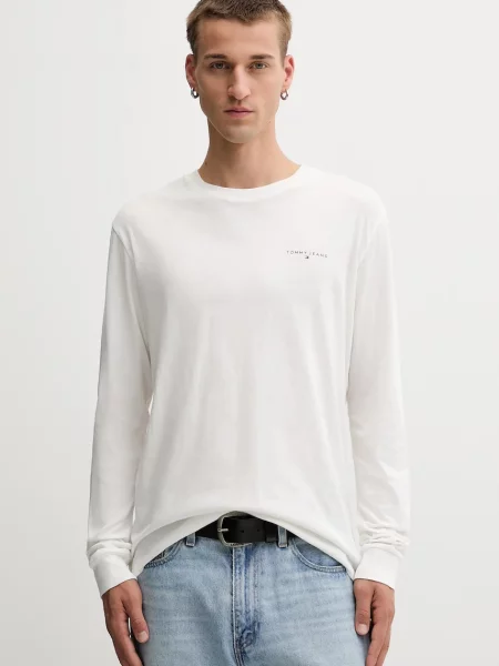 Tričko s dlhým rukávom Tommy Jeans béžová
