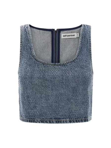 Kryształ górski top Self-portrait o krotszym kroju niebieski