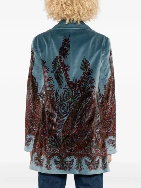 Geacă Etro de catifea cu model floral cu imagine albastru