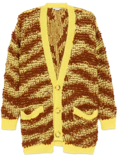Bouclé cardigan Stella Mccartney cu dungi de tigru galben