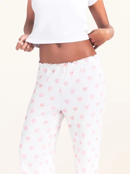 Skims Spodnie Do Spania Logo Pointelle weiss