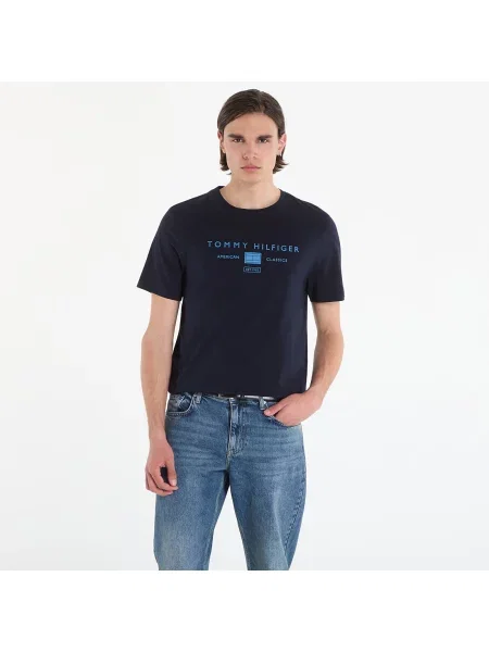 Тениска Tommy Hilfiger Brand Love Mono Stack Tee Navy M