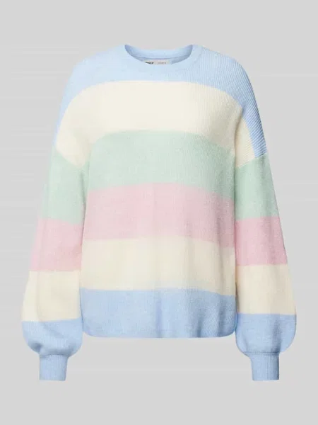 Sweter ze wzorem w i okrągłym dekoltem model ‘ATIA’ Only niebieski