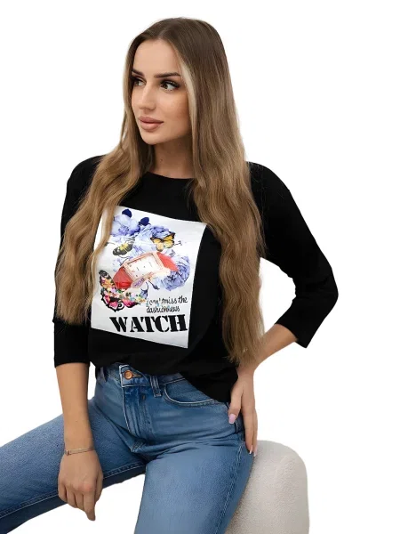 Halenka s grafikou 3D Watch černá
