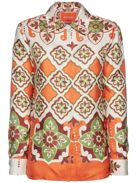 Cămașă La Doublej de mătase cu imagine portocaliu