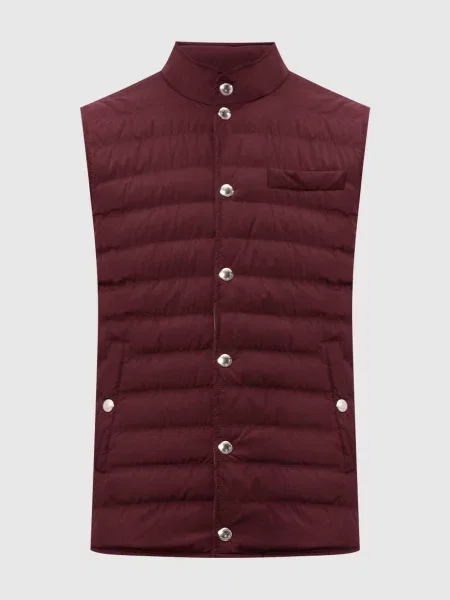 Бордовий пуховий жилет Brunello Cucinelli