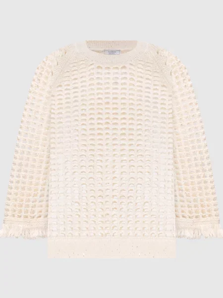 Ажурний джемпер з паєтками та бахромою Peserico бежевий