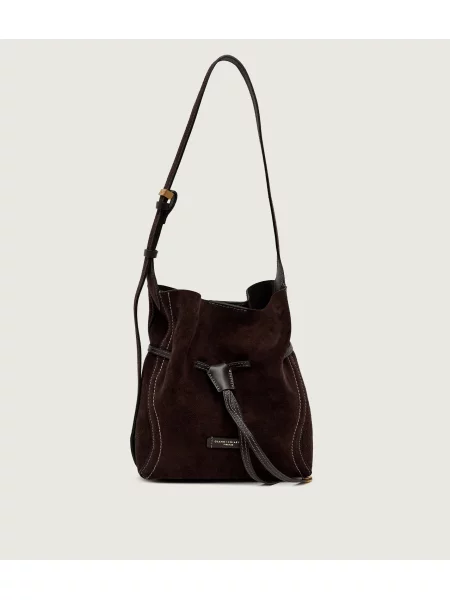 GIANNI CHIARINI Geantă tip sac + borsetă Sienna | piele întoarsă maro