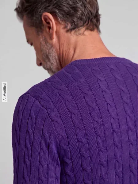 Sweter z wyhaftowanym logo Gant fioletowy