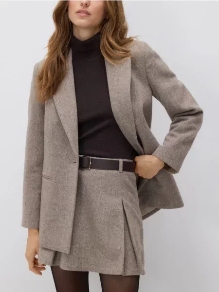 Reserved Блейзер із додаванням вовни бежевий