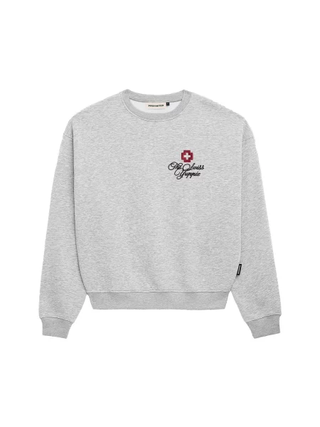 Prohibited Mikina The Swiss Yuppie Crewneck šedý melír černá